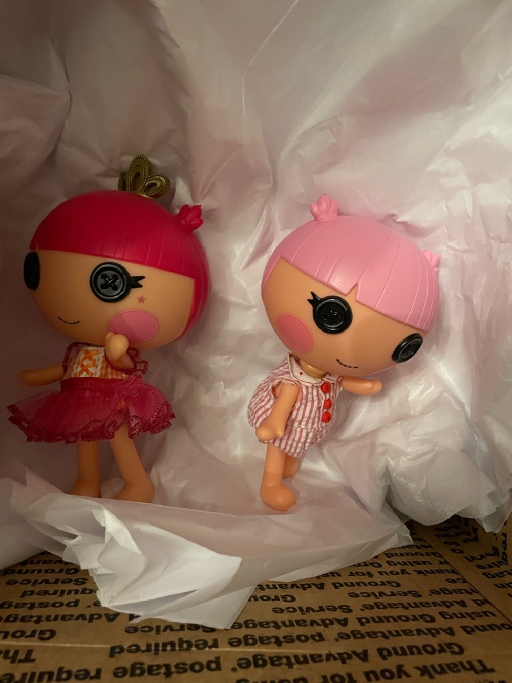 Button-Eye Twin Doll Set — Pink & Hot Pink Play Dolls